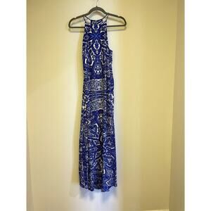 Alice and Trixie Blue White Silk Maxi Dress